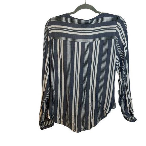 A.N.A Blue Striped Drape Blouse - Picture 2 of 5